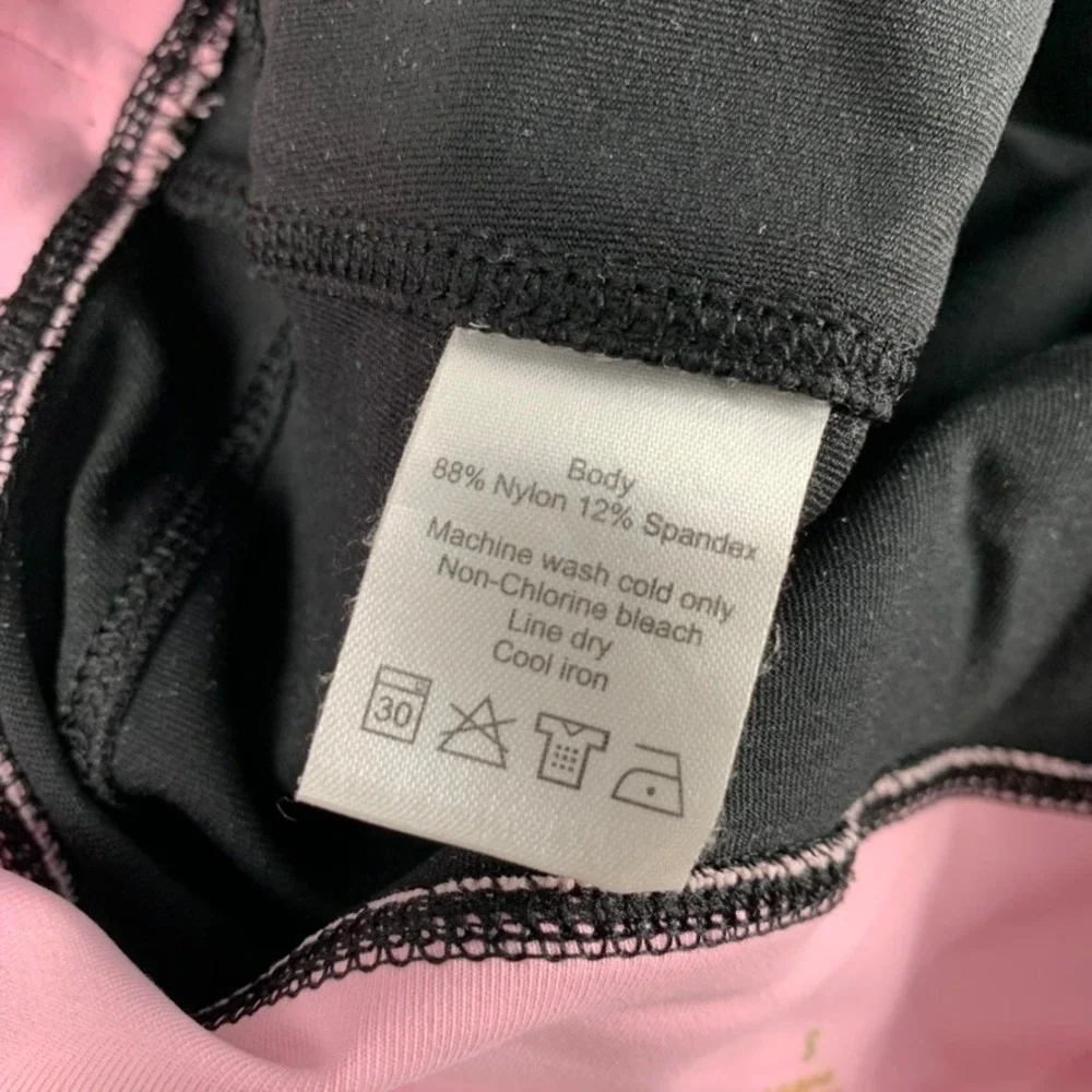 Alo Yoga Pants Women's Small Black Pink Flare‎ Fold Waistband Air Land Ocean EUC
